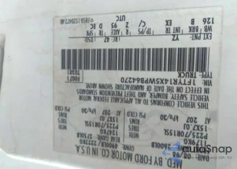 1998 Ford Ranger Xlt/Splash/Xl из США, поврежденный, VIN 1FTYR14X5WPB64270